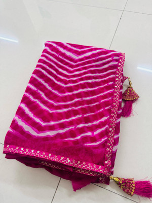 charmie designer Printed Bandhani Georgette Saree(Multicolor)