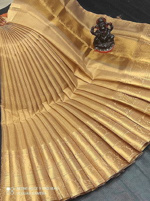 Julee Self Design Kanjivaram Tissue Saree(Gold)