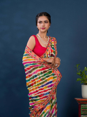 Vraggi Dyed Bollywood Georgette Saree(Multicolor)
