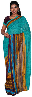 YASHIKA Printed Daily Wear Georgette Saree(Light Blue)