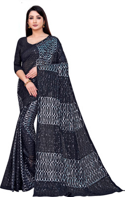 Apnisha Embroidered Bollywood Georgette Saree(Black)
