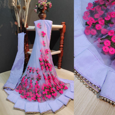 JSItaliya Embroidered Bollywood Net Saree(Purple)