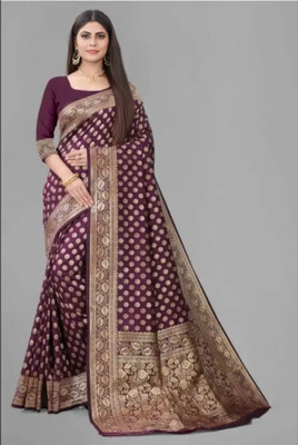 SWAMI STUDIO Self Design Banarasi Art Silk Saree(Purple)