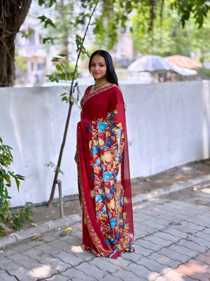 ZOAMIC SURAT Self Design, Printed Daily Wear Georgette Saree(Multicolor)