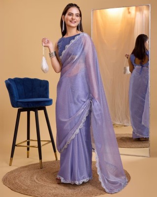 Julee Solid/Plain Bollywood Net Saree(Purple)