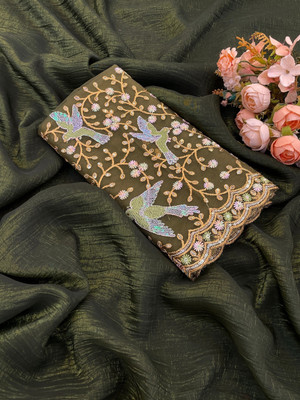 KONICA FAB Solid/Plain Bollywood Chiffon Saree(Light Green)