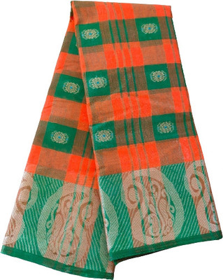 Ghosh handloom Self Design Tant Pure Cotton Saree(Orange)