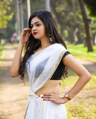 mamtasaree Printed Daily Wear Net, Chiffon Saree(White)