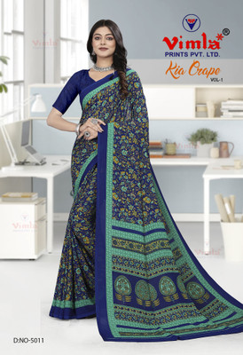 Vimla Printed Bollywood Crepe Saree(Blue)
