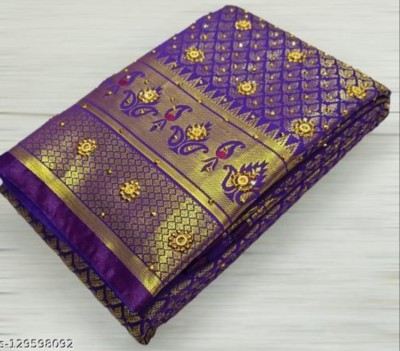 NaziyaSarees Woven Banarasi Jacquard Saree(Purple)