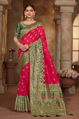 MANOHARI Woven Banarasi Jacquard Saree(Pink)