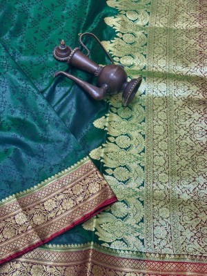 SHOPEEZY TEX FAB Woven Banarasi Silk Blend Saree(Green)