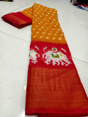 Saadhvi Printed Bhagalpuri Art Silk Saree(Yellow)