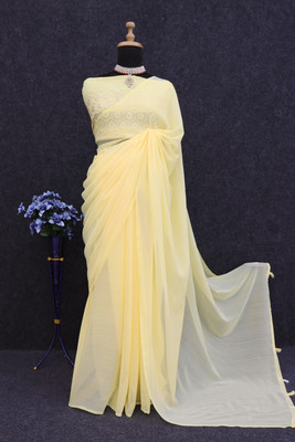 HouseOfCommon Self Design Bollywood Georgette Saree(Yellow)