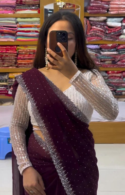 MN VENTURE Embellished Bollywood Georgette Saree(Magenta)