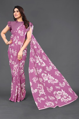 SARETRA MALL Printed Daily Wear Georgette Saree(Purple)