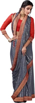 ASHA ENTERPRISE Printed Bollywood Lycra Blend Saree(Grey)