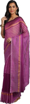 Saadhvi Striped Bollywood Art Silk Saree(Purple)