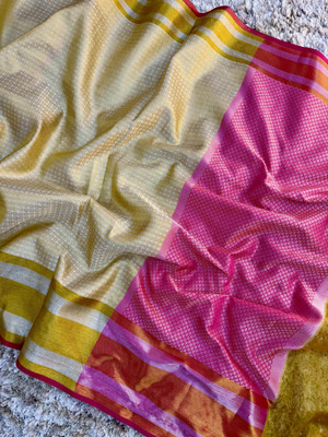 Grihasta Woven, Self Design Kanjivaram Tissue Saree(Gold)