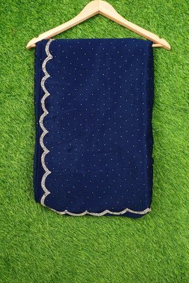 MM VENTURE Solid/Plain Bollywood Georgette Saree(Blue)
