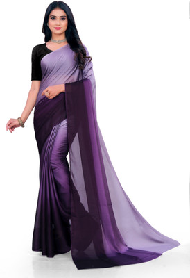 BORANA Solid/Plain Bollywood Georgette Saree(Purple)