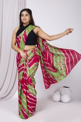 NIKHILAM Blocked Printed, Color Block, Dyed, Floral Print, Printed Daily Wear Pure Cotton Saree(Pink)