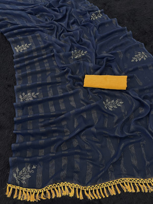 AADIYOGI ENTERPRISE Floral Print Bollywood Georgette Saree(Blue)