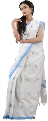 Dixon Woven Handloom Handloom Cotton Jute Saree(White)