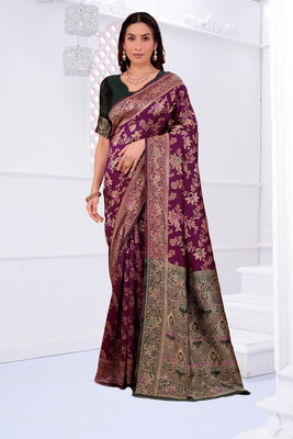 Moda Repido Woven Banarasi Pure Silk Saree(Purple)