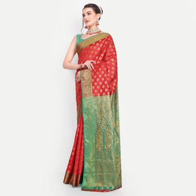 jayant creation Embroidered Daily Wear Silk Blend Saree(Red)