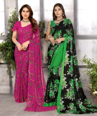 TTH Printed Bollywood Georgette Saree(Pack of 2, Multicolor)