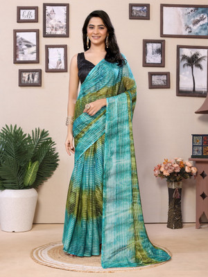 GOLDOLL FAB Digital Print Bollywood Georgette Saree(Green)