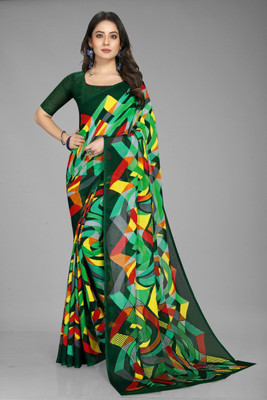 VCREATION Printed Bollywood Georgette Saree(Multicolor)