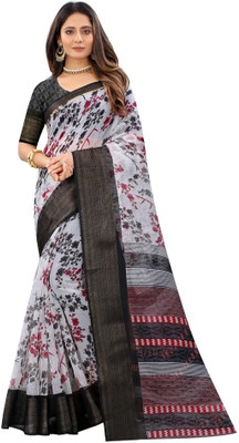 SVB Sarees Printed Bandhani Cotton Blend Saree(Light Blue)