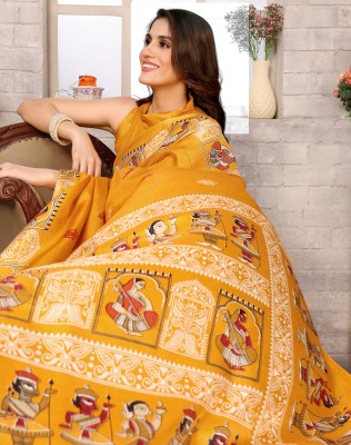 YASHIKA Printed Bollywood Art Silk Saree(Yellow)