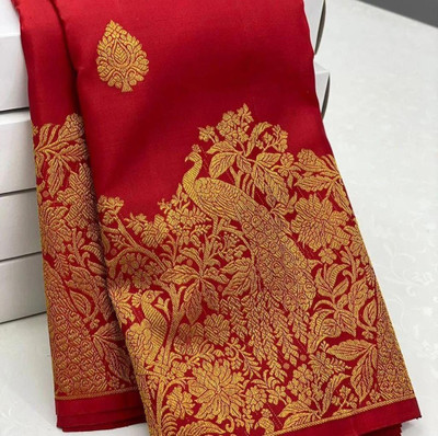Begum Collection Self Design Kanjivaram Art Silk Saree(Maroon)