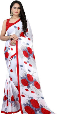 Leelavati Printed Bollywood Georgette Saree(White)