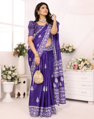 YASHIKA Printed Daily Wear Art Silk Saree(Purple)