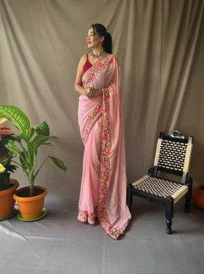MAHADEV Embroidered Bollywood Georgette Saree(Multicolor)