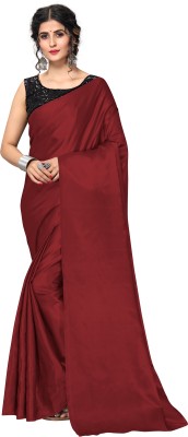 Shrilaxmisari Solid/Plain Bollywood Satin Saree(Maroon)