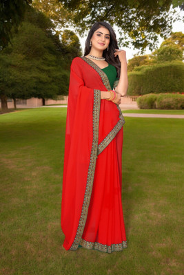 Kasumbo Tex Self Design Kanjivaram Georgette Saree(Red)