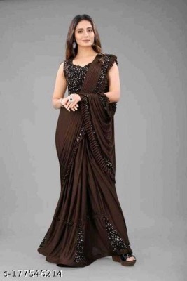 Suntex Embellished Bollywood Georgette Saree(Brown)