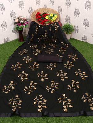 Julee Embroidered Bollywood Georgette Saree(Black)