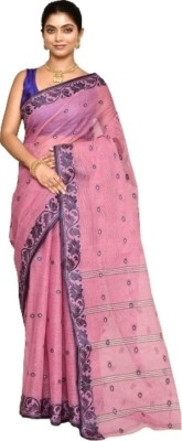 TANTSHREE Self Design Tant Pure Cotton Saree(Purple)