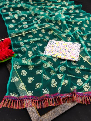 Yanshi Enterprise Self Design Bollywood Net Saree(Light Green)