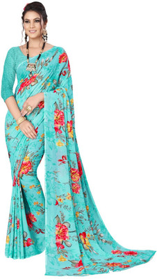 Kanooda Prints Printed Daily Wear Georgette Saree(Green)