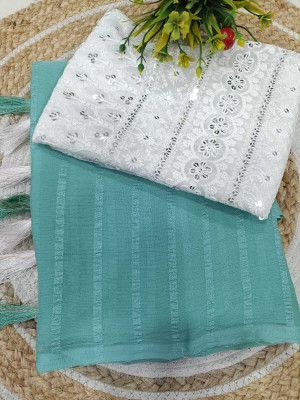 Prkz fashion Dyed Manipuri Viscose Rayon Saree(Light Blue)