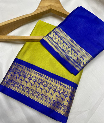 Fashion Club Collection Woven Bollywood Cotton Silk Saree(Light Green)