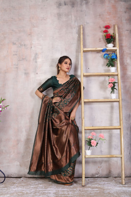 Anahant Creation Self Design Bollywood Silk Blend Saree(Multicolor)