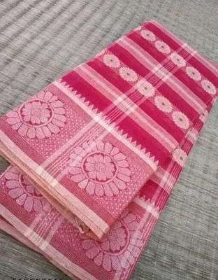 Maa laxmi saree center Self Design Tant Pure Cotton Saree(Pink)